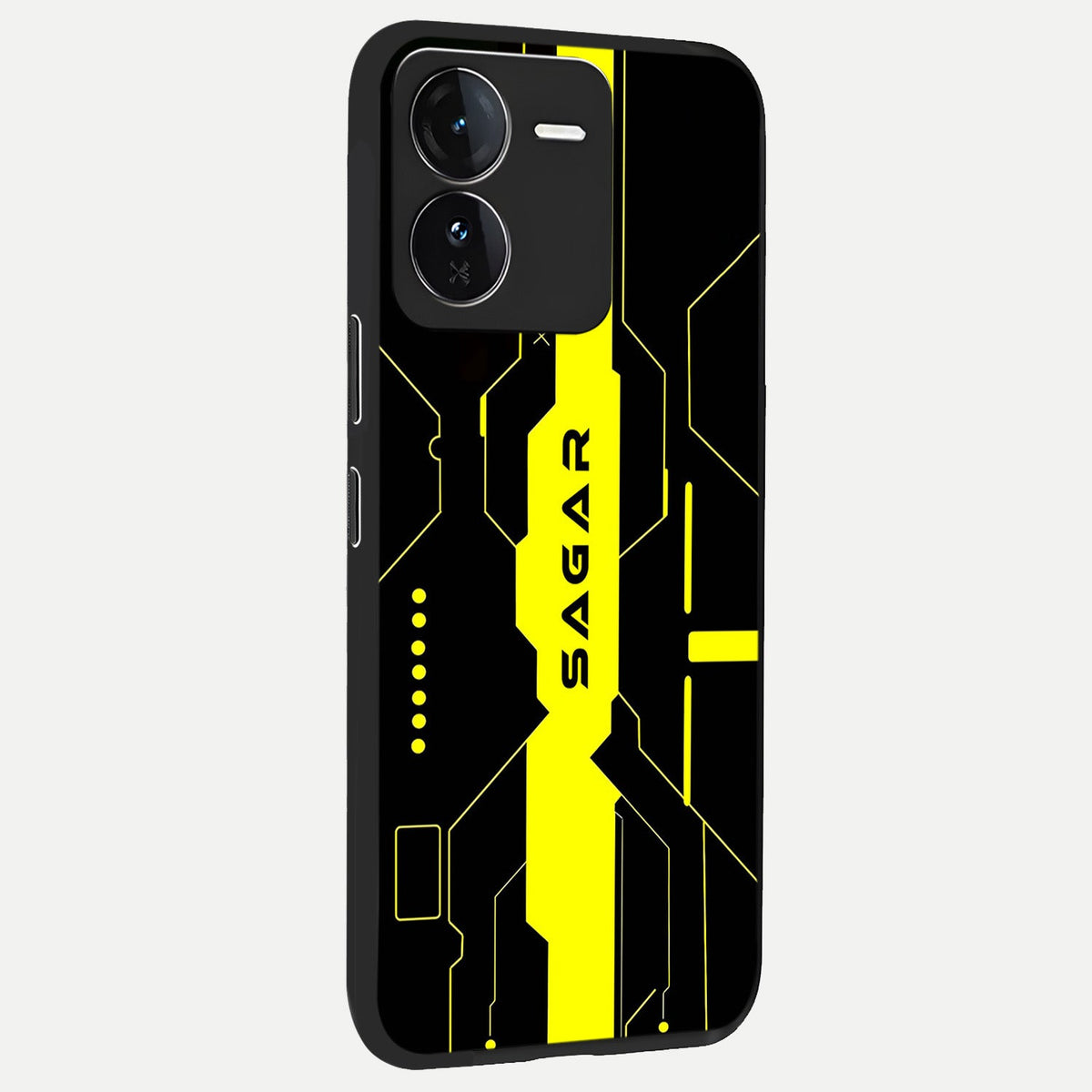 Neon CYBERPUNK Custom Name back cover For iQOO Z9 slim fit glass case with vibrant aesthetic design