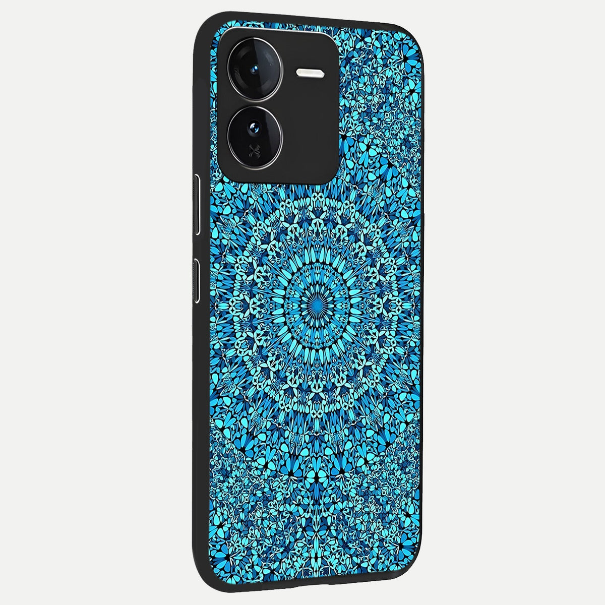 Ocean Bloom Mandala back cover For iQOO Z9 slim fit glass case with vibrant aesthetic design
