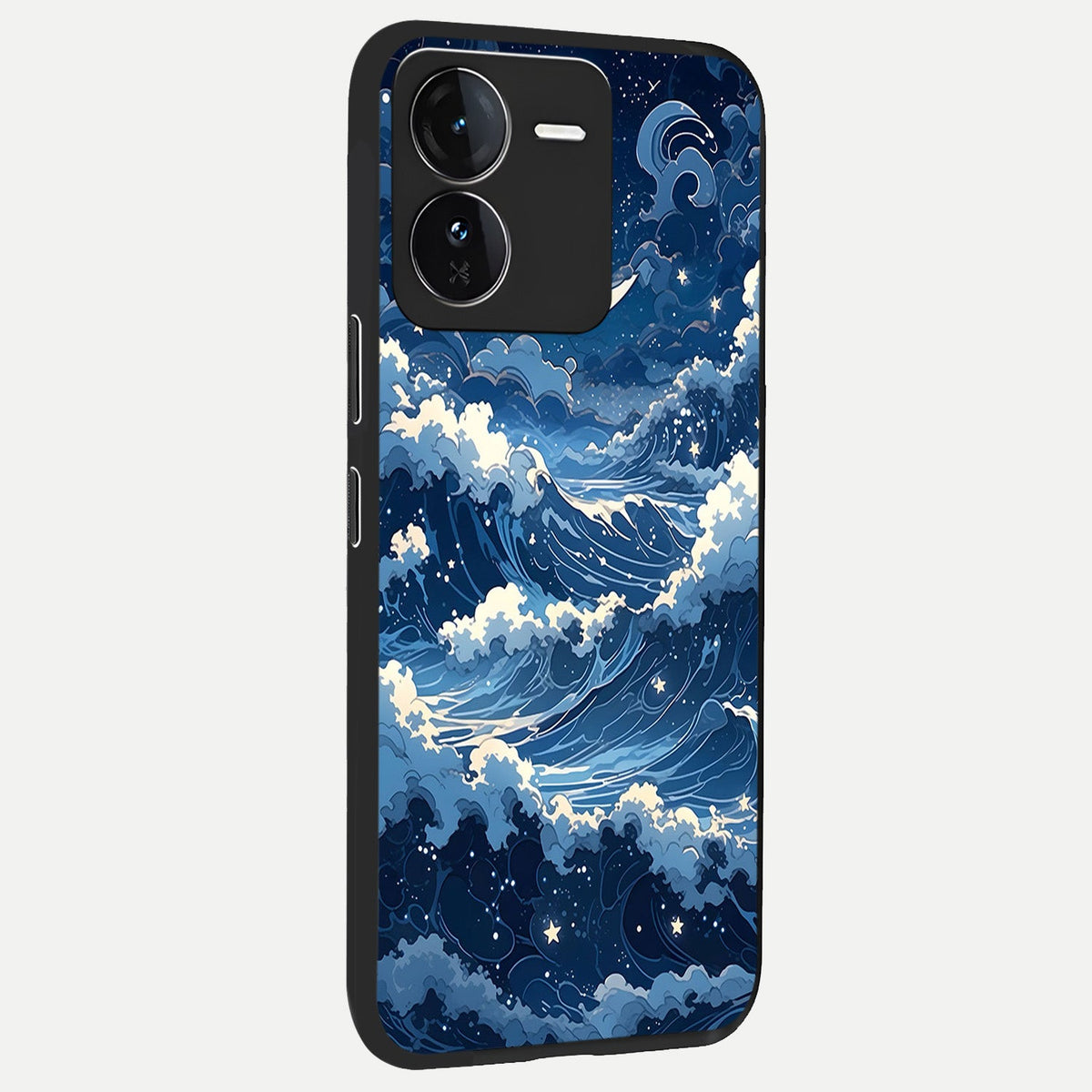 Ocean Moon Waves back cover For iQOO Z9 slim fit glass case with vibrant aesthetic design