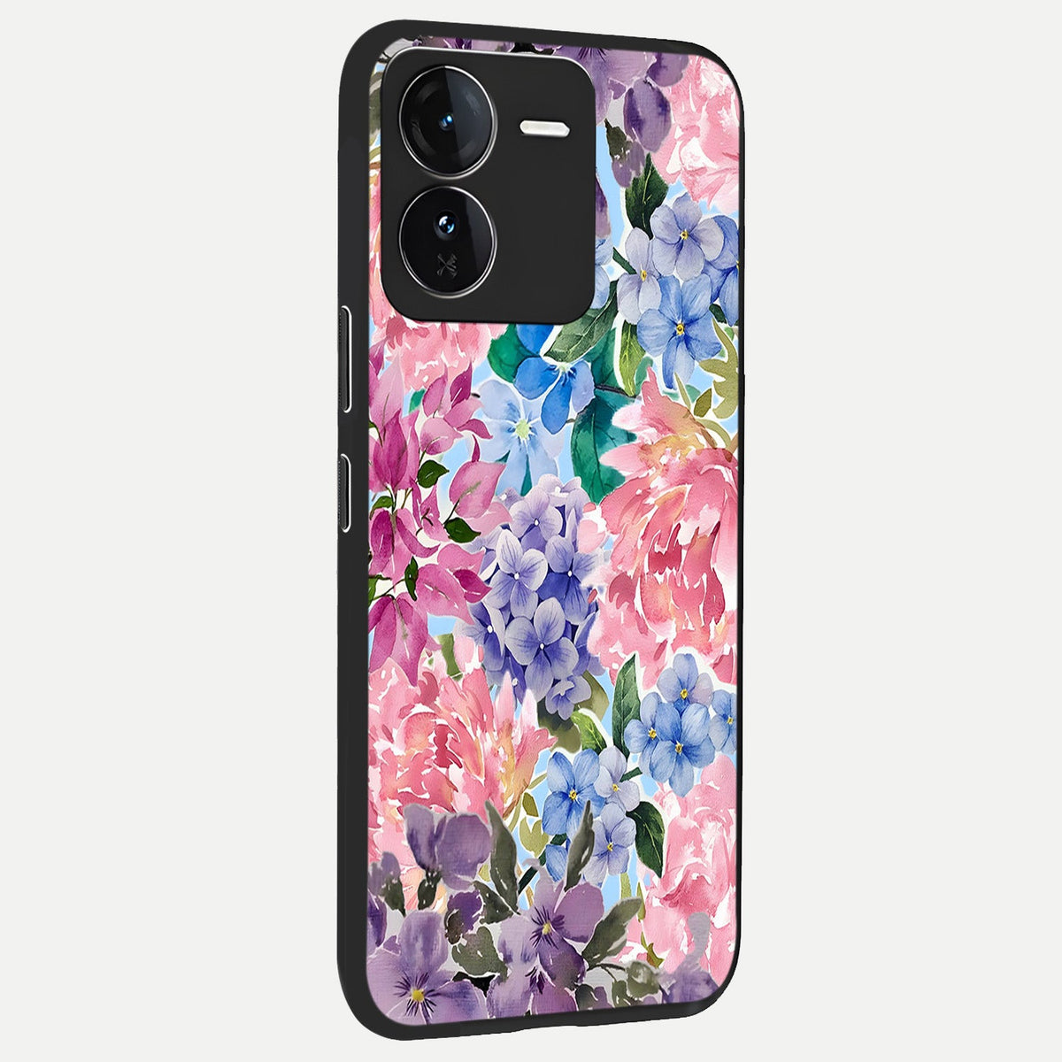 Pastel Floral Mix back cover For iQOO Z9 slim fit glass case with vibrant aesthetic design