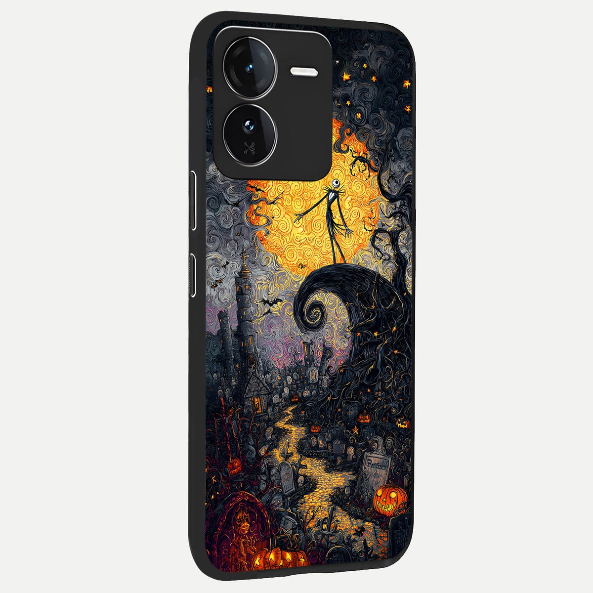 Pumpkin Moon Night back cover For iQOO Z9 slim fit glass case with vibrant aesthetic design