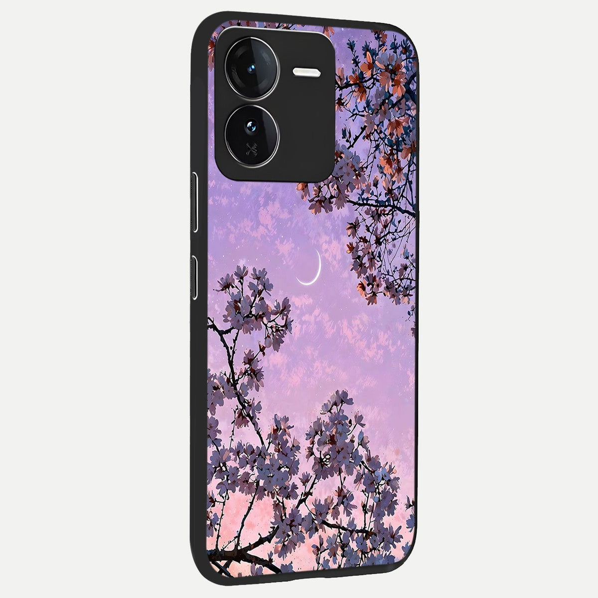 Purple Serenity Moon back cover For iQOO Z9 slim fit glass case with vibrant aesthetic design