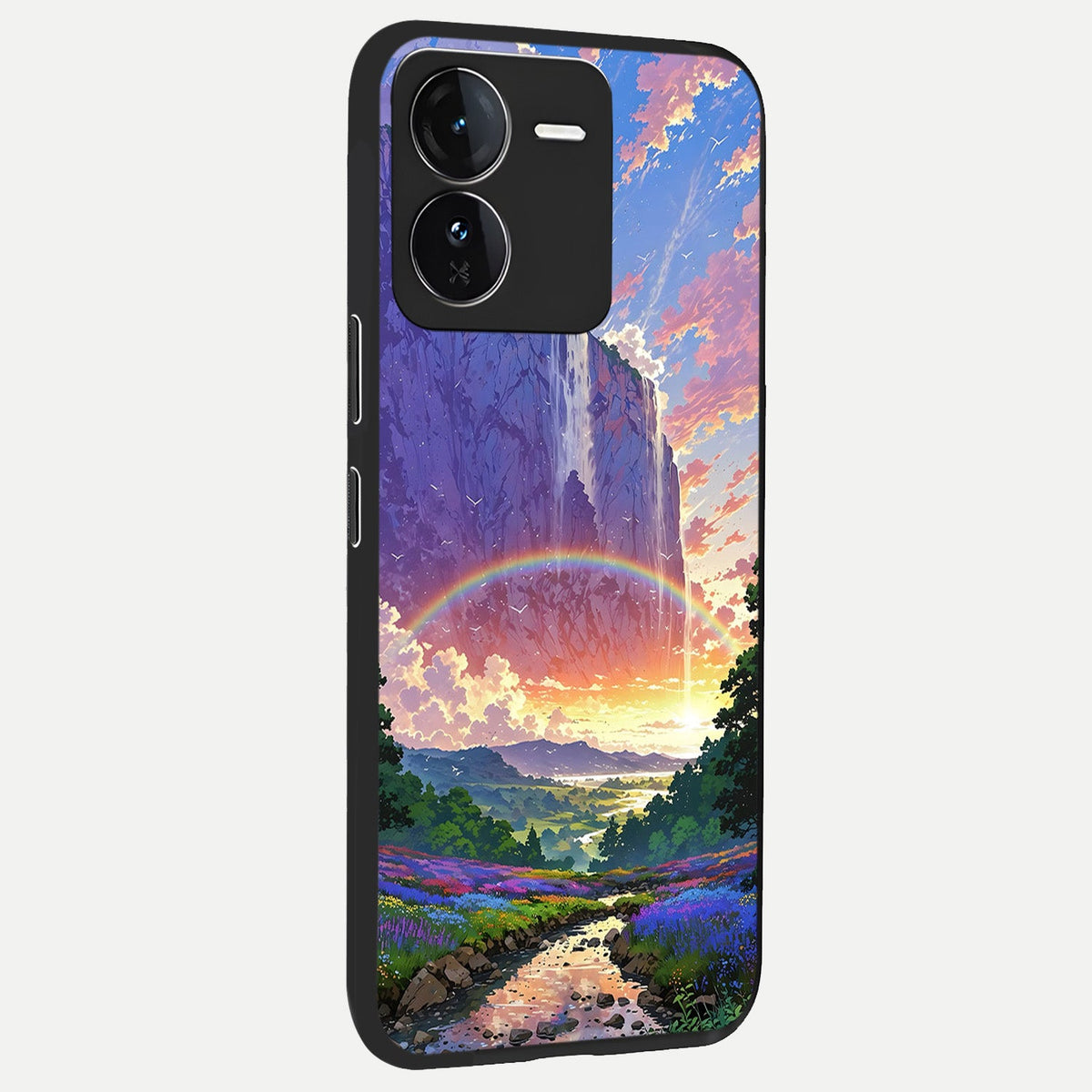 Rainbow Valley Dream back cover For iQOO Z9 slim fit glass case with vibrant aesthetic design