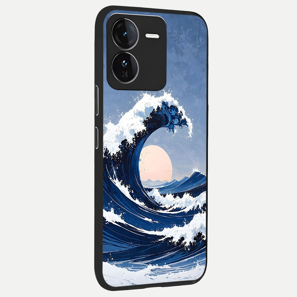 Rising Tide Power back cover For iQOO Z9 slim fit glass case with vibrant aesthetic design