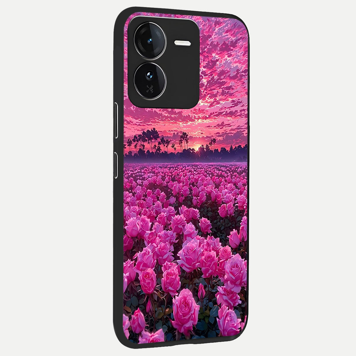 Rose Sunset Valley back cover For iQOO Z9 slim fit glass case with vibrant aesthetic design