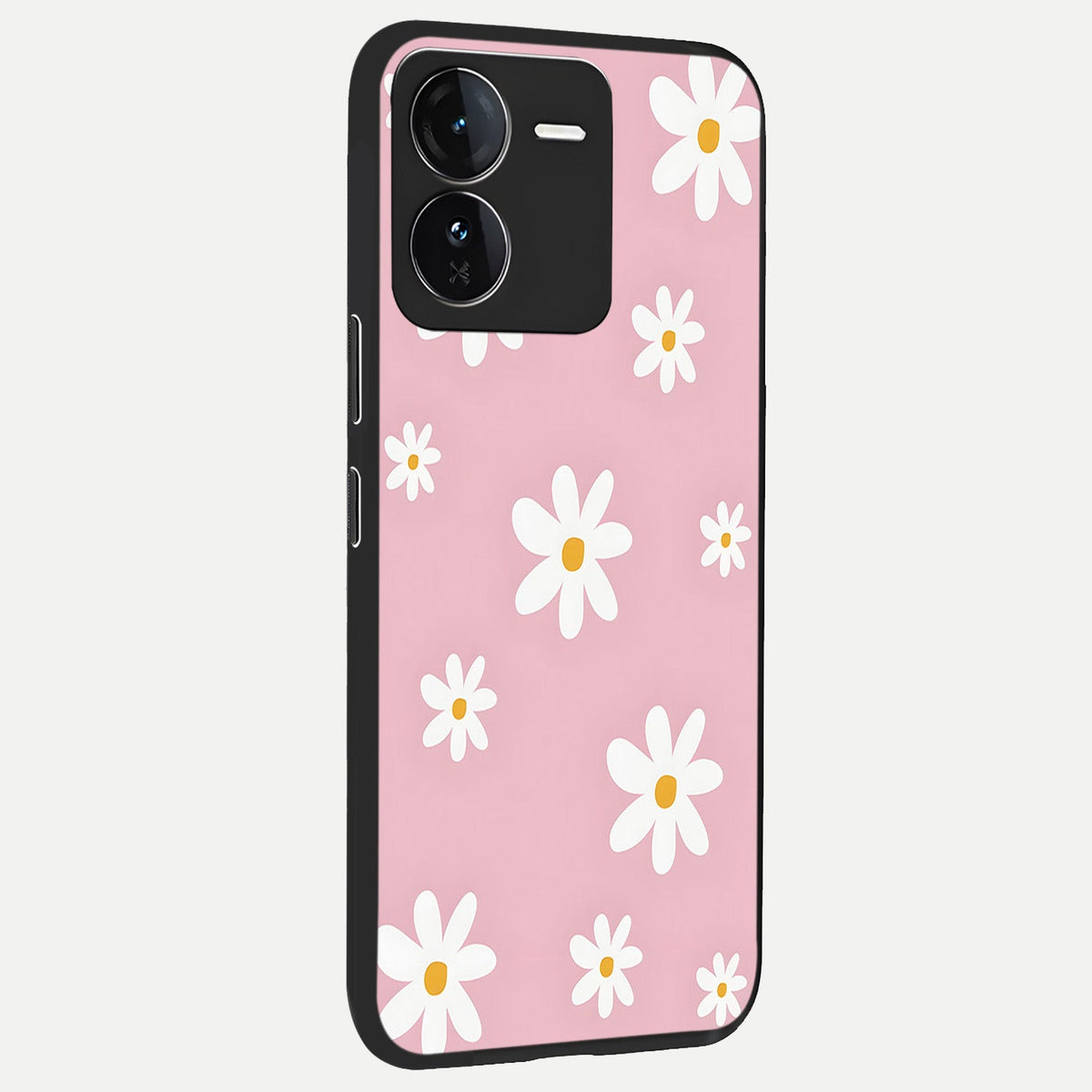 Soft Daisy Bliss back cover For iQOO Z9 slim fit glass case with vibrant aesthetic design