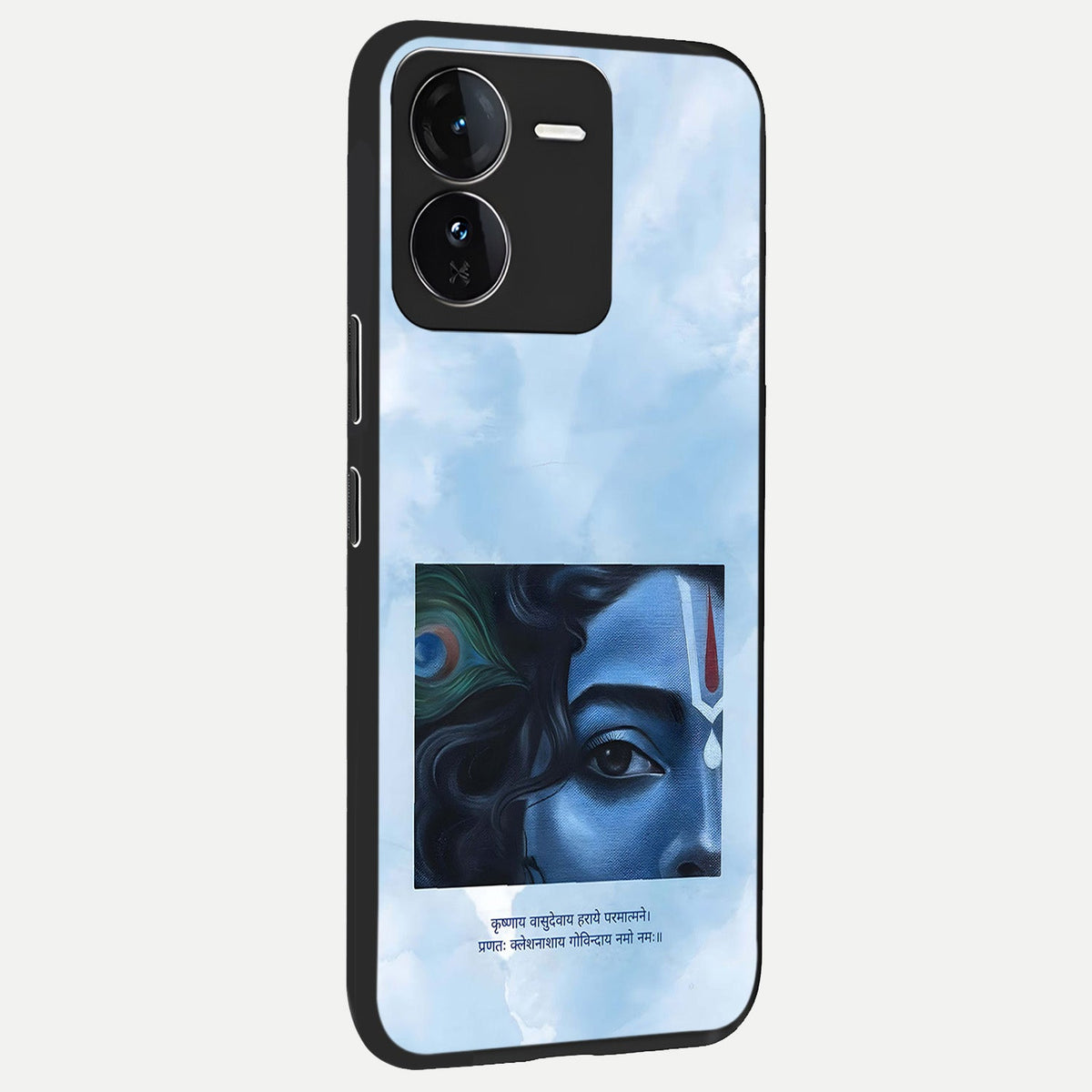 Spiritual Krishna back cover For iQOO Z9 slim fit glass case with vibrant aesthetic design