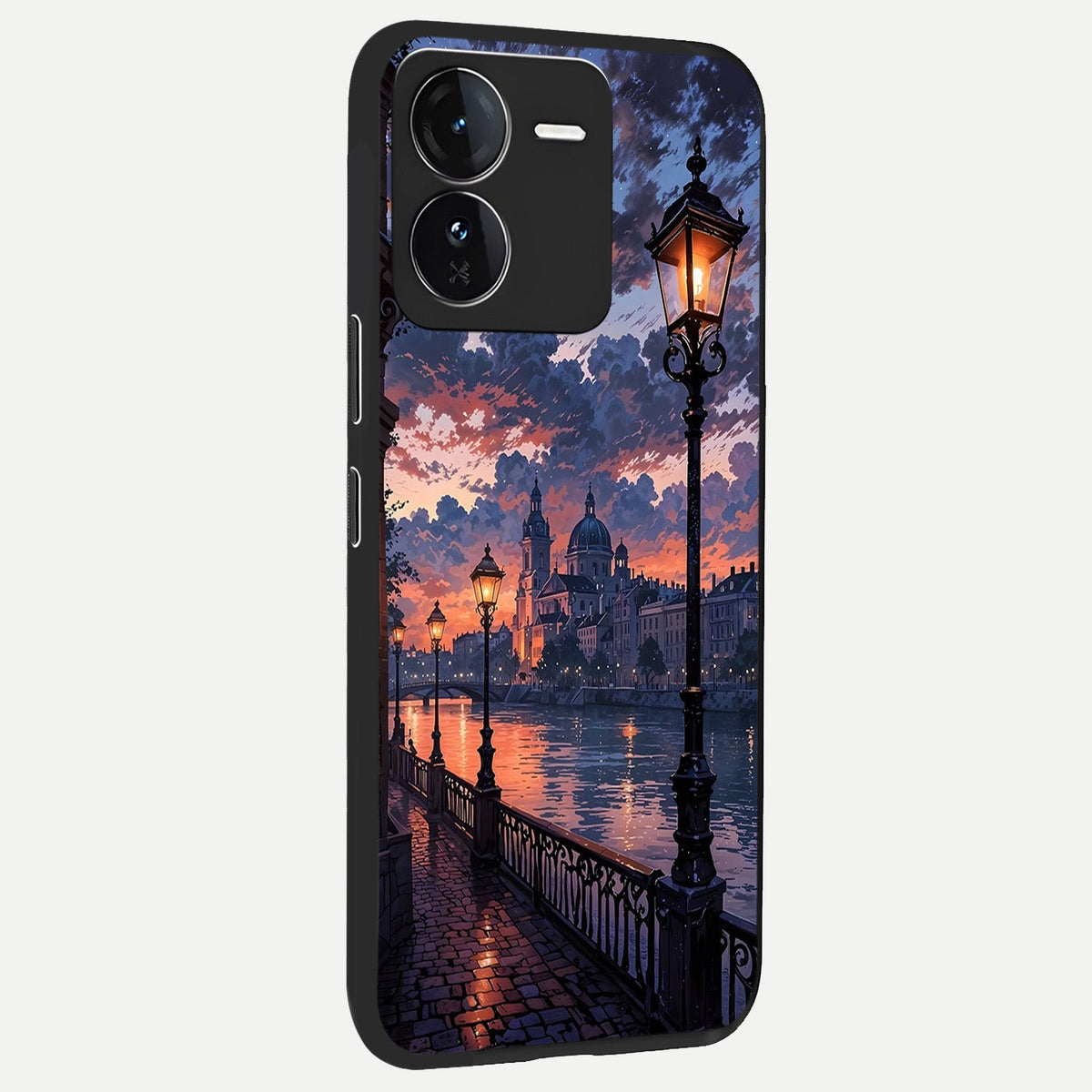 Twilight River Lights back cover For iQOO Z9 slim fit glass case with vibrant aesthetic design