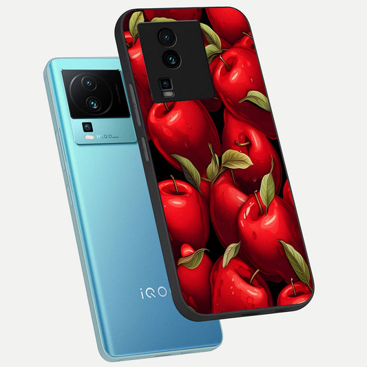 Apple Pattern phone case For iQOO Neo 7 Pro showing premium glass back cover with detailed artwork