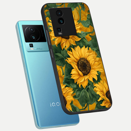 Bright Sunflower Bloom phone case For iQOO Neo 7 Pro showing premium glass back cover with detailed artwork