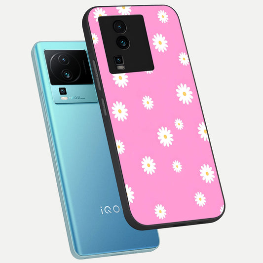 Bubblegum Daisy Pop phone case For iQOO Neo 7 Pro showing premium glass back cover with detailed artwork