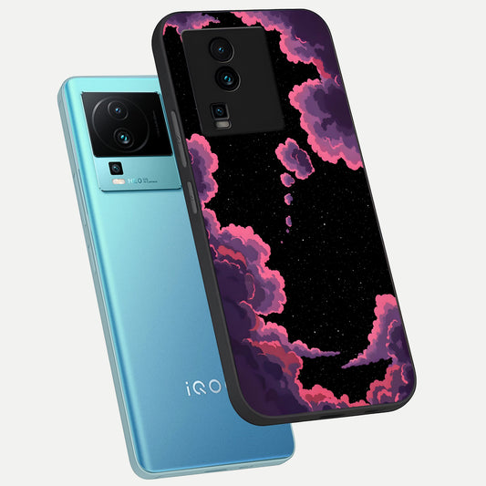 Cosmic Cloud Journey phone case For iQOO Neo 7 Pro showing premium glass back cover with detailed artwork