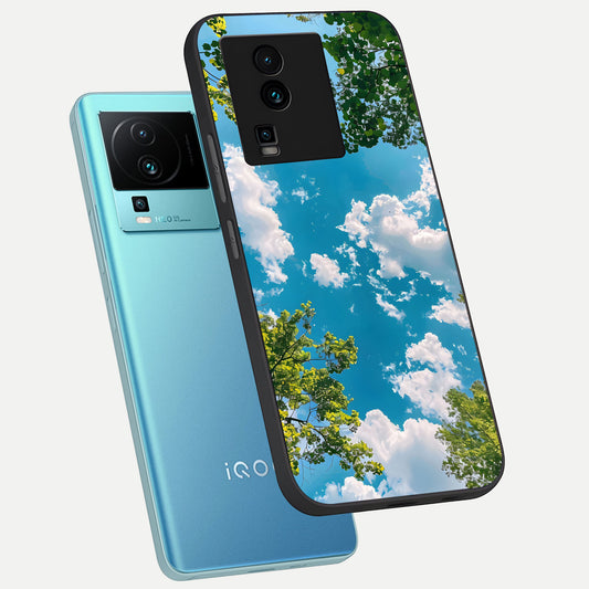 Green Moon Energy phone case For iQOO Neo 7 Pro showing premium glass back cover with detailed artwork