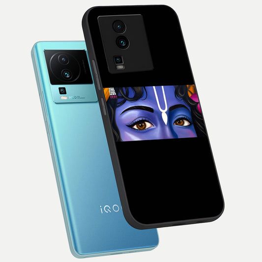 Krishna Eye phone case For iQOO Neo 7 Pro showing premium glass back cover with detailed artwork