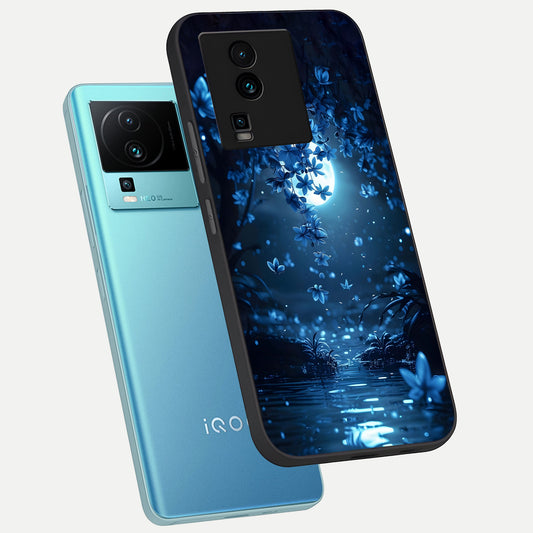 Moonlight Petal Dream phone case For iQOO Neo 7 Pro showing premium glass back cover with detailed artwork