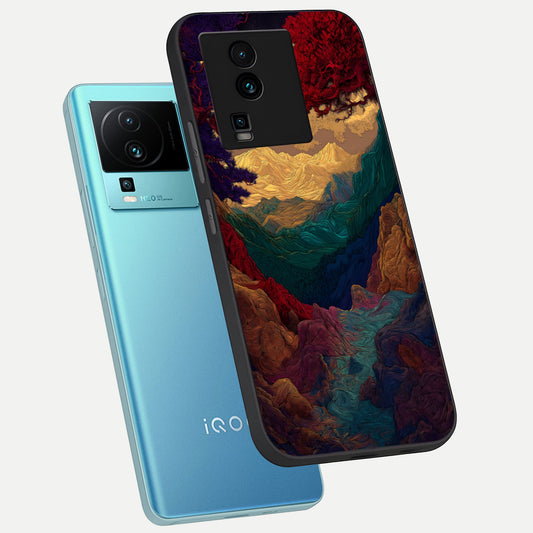 Mystic Valley Light phone case For iQOO Neo 7 Pro showing premium glass back cover with detailed artwork