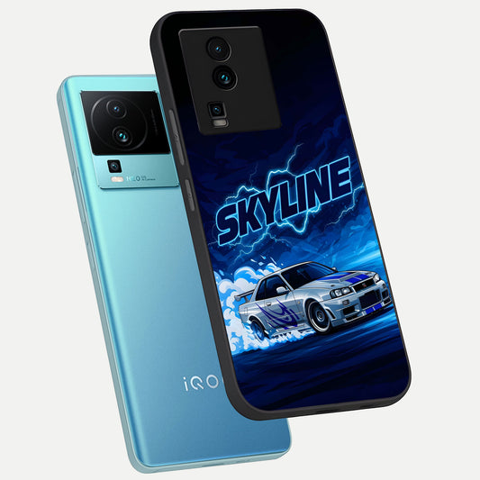 Neon Drift Beast phone case For iQOO Neo 7 Pro showing premium glass back cover with detailed artwork