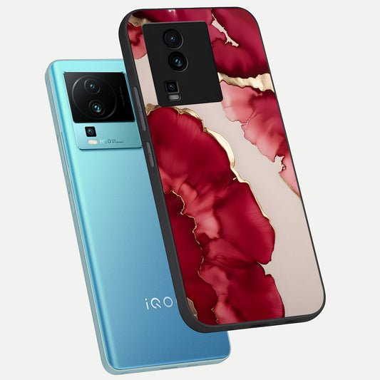 Pink And White Marble phone case For iQOO Neo 7 Pro showing premium glass back cover with detailed artwork