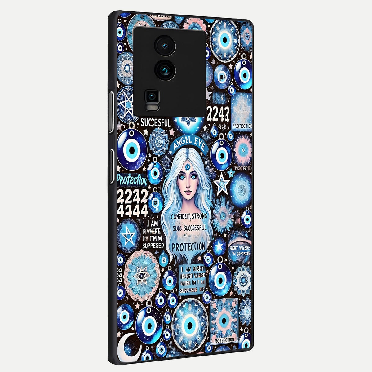 Angel Aura Shield back cover For iQOO Neo 7 Pro slim fit glass case with vibrant aesthetic design