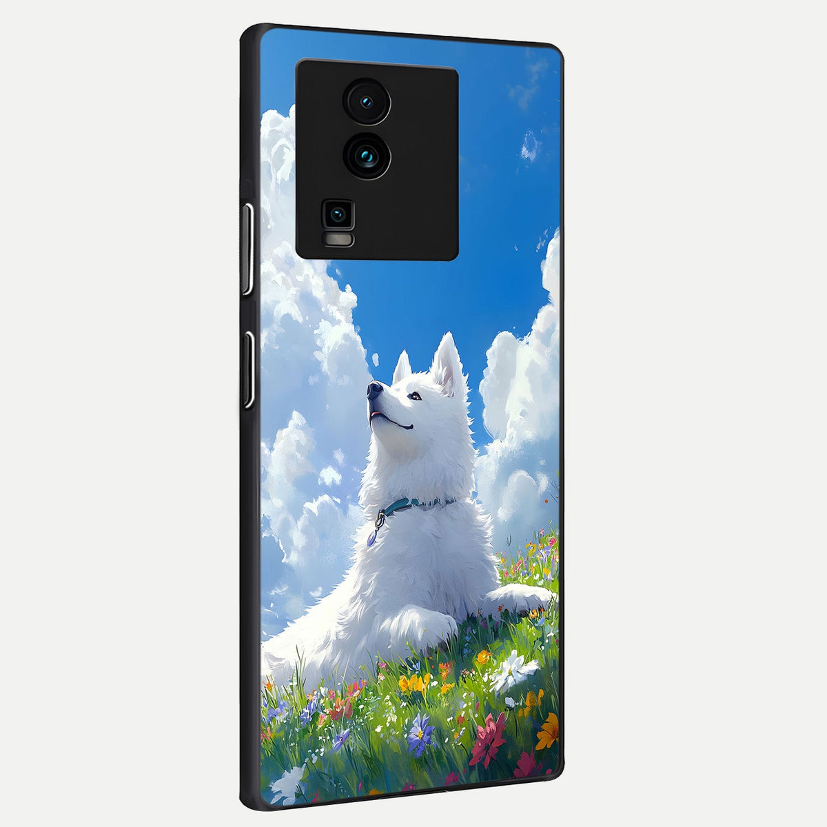 Blissful Cloud Pup back cover For iQOO Neo 7 Pro slim fit glass case with vibrant aesthetic design