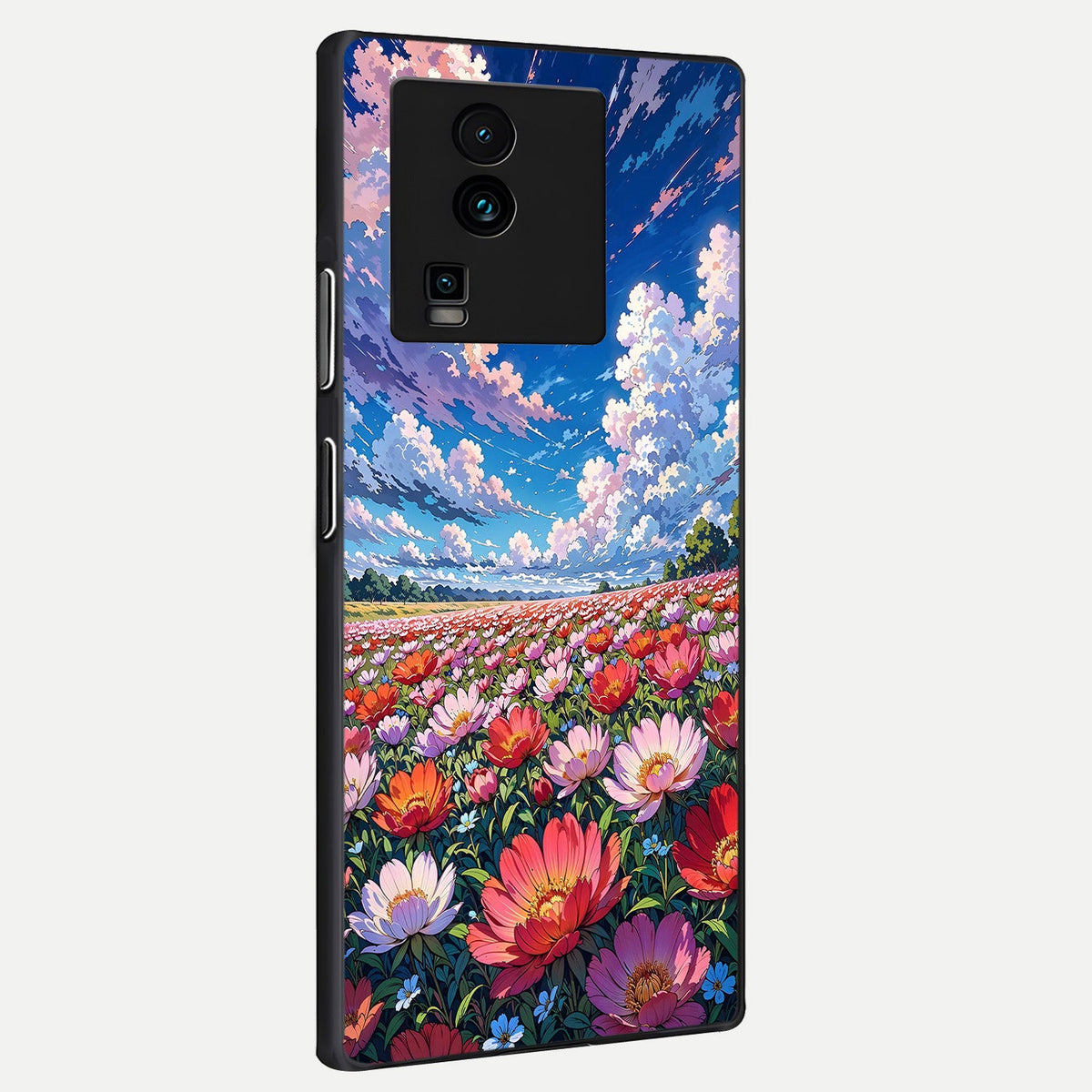Blossom Sky Field back cover For iQOO Neo 7 Pro slim fit glass case with vibrant aesthetic design