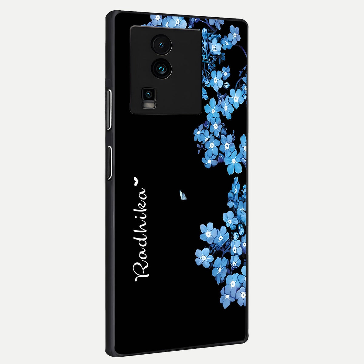 Blue Petal Dream Custom Name back cover For iQOO Neo 7 Pro slim fit glass case with vibrant aesthetic design