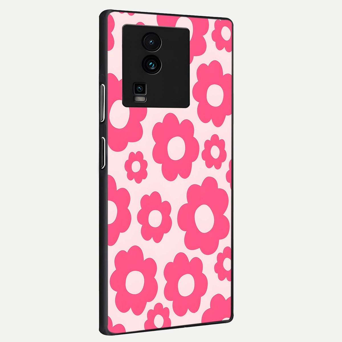 Blush Flower Pop back cover For iQOO Neo 7 Pro slim fit glass case with vibrant aesthetic design