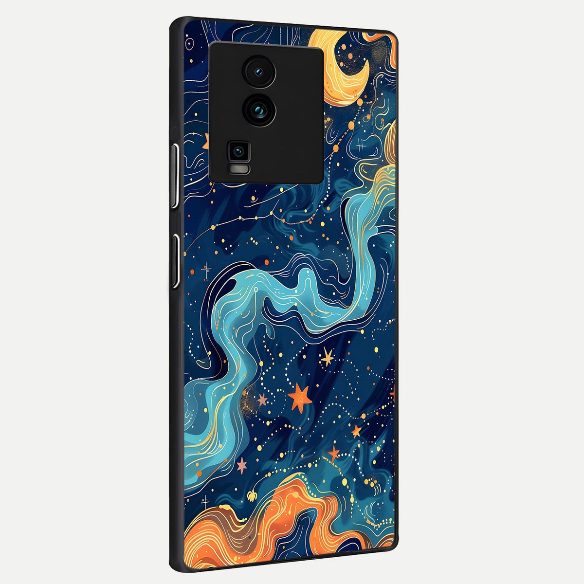 Celestial Dream Flow back cover For iQOO Neo 7 Pro slim fit glass case with vibrant aesthetic design