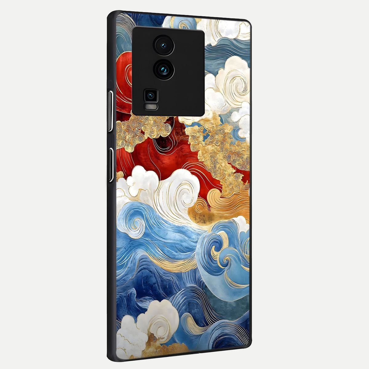 Colored Waves back cover For iQOO Neo 7 Pro slim fit glass case with vibrant aesthetic design