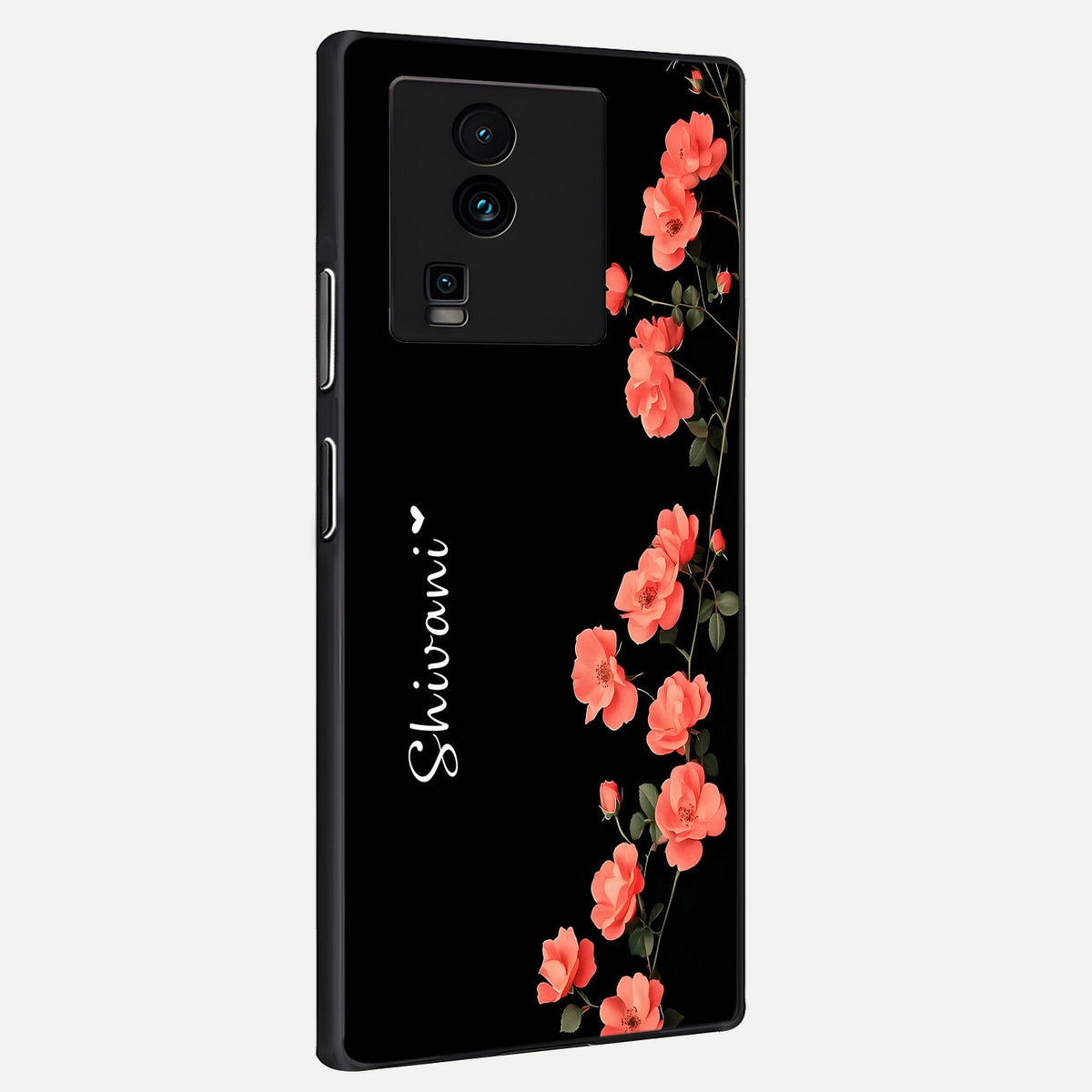 Crimson Bloom Grace Custom Name back cover For iQOO Neo 7 Pro slim fit glass case with vibrant aesthetic design