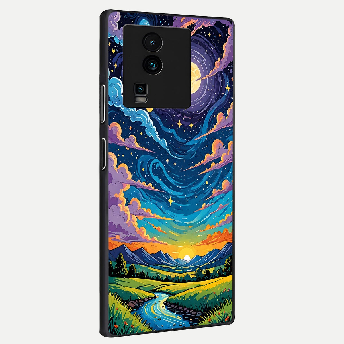 Dreamy Night Landscape back cover For iQOO Neo 7 Pro slim fit glass case with vibrant aesthetic design