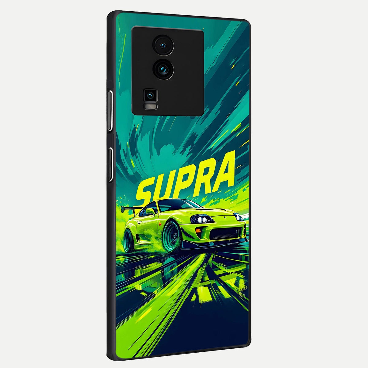 Electric Supra Thunder back cover For iQOO Neo 7 Pro slim fit glass case with vibrant aesthetic design