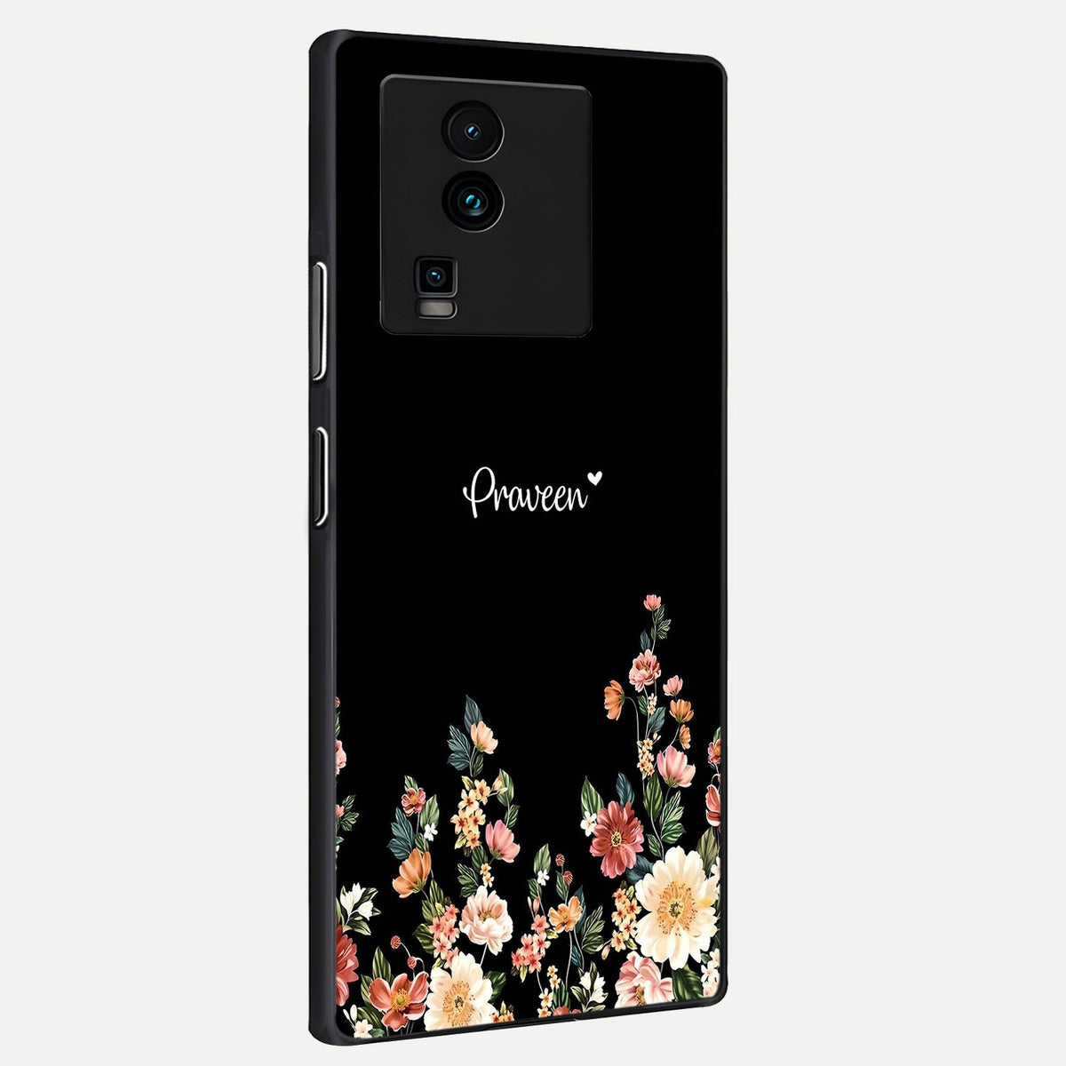 Floral Design Personalized Custom Name back cover For iQOO Neo 7 Pro slim fit glass case with vibrant aesthetic design