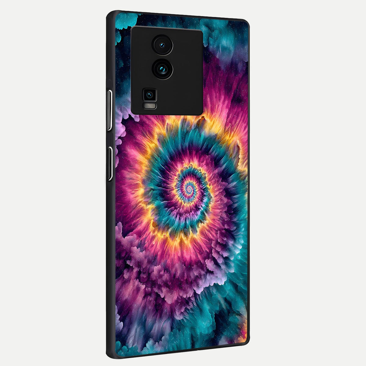 Galactic Spiral Burst back cover For iQOO Neo 7 Pro slim fit glass case with vibrant aesthetic design