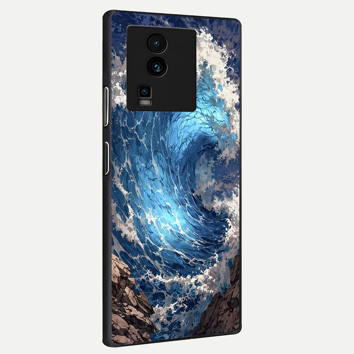 Giant Ocean Wave back cover For iQOO Neo 7 Pro slim fit glass case with vibrant aesthetic design