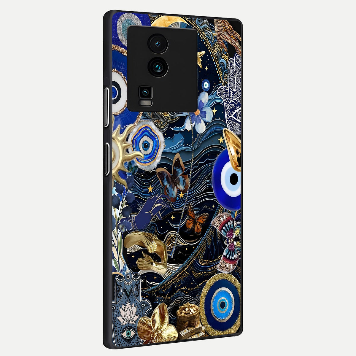 Golden Moon Magic back cover For iQOO Neo 7 Pro slim fit glass case with vibrant aesthetic design