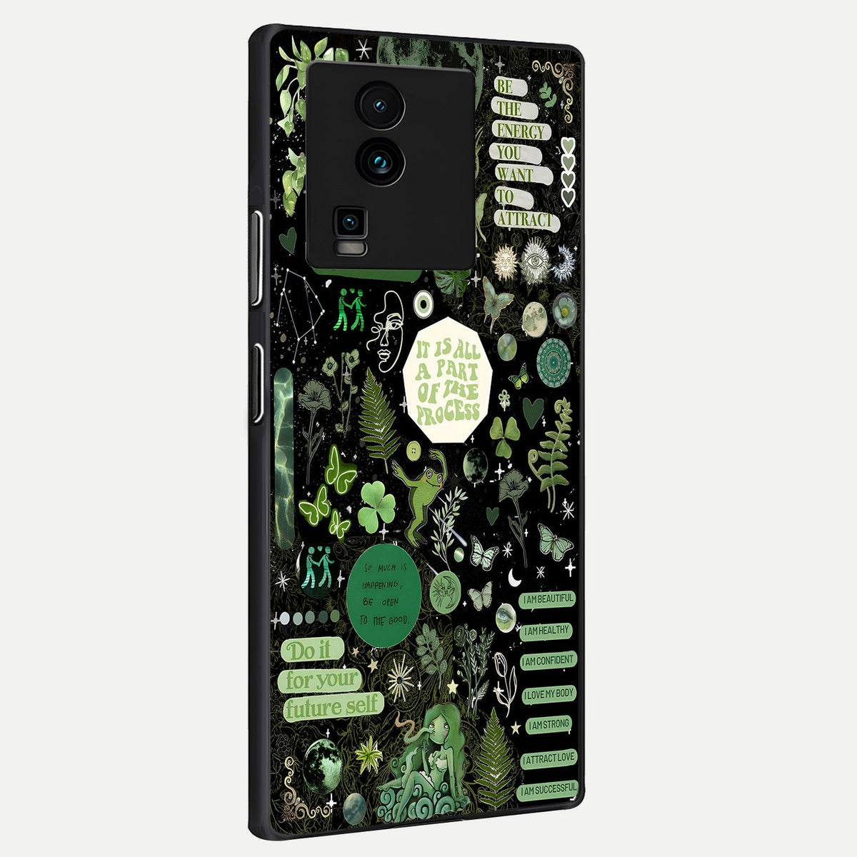 Green Mandala Pattern back cover For iQOO Neo 7 Pro slim fit glass case with vibrant aesthetic design