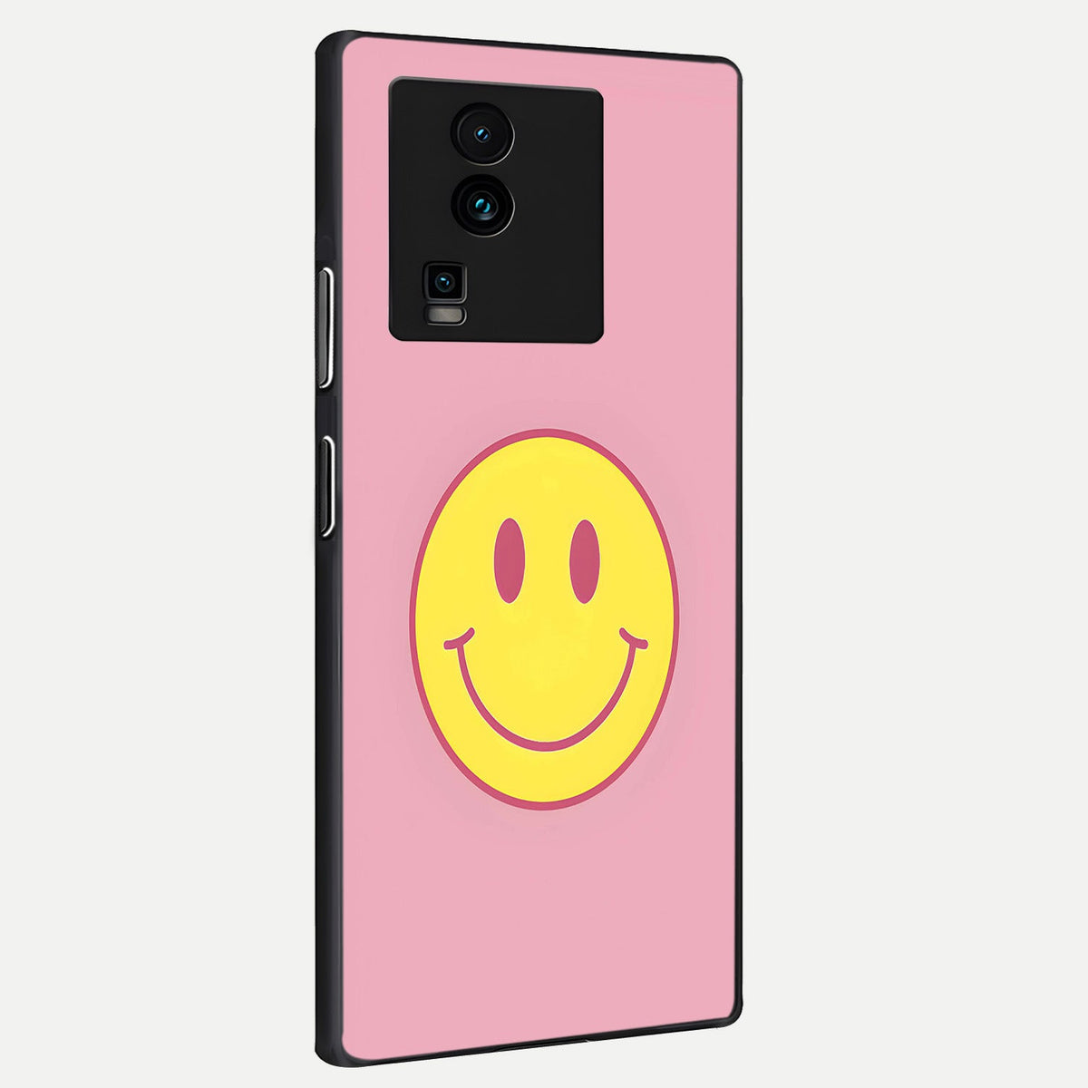 Happy Pink Mood back cover For iQOO Neo 7 Pro slim fit glass case with vibrant aesthetic design