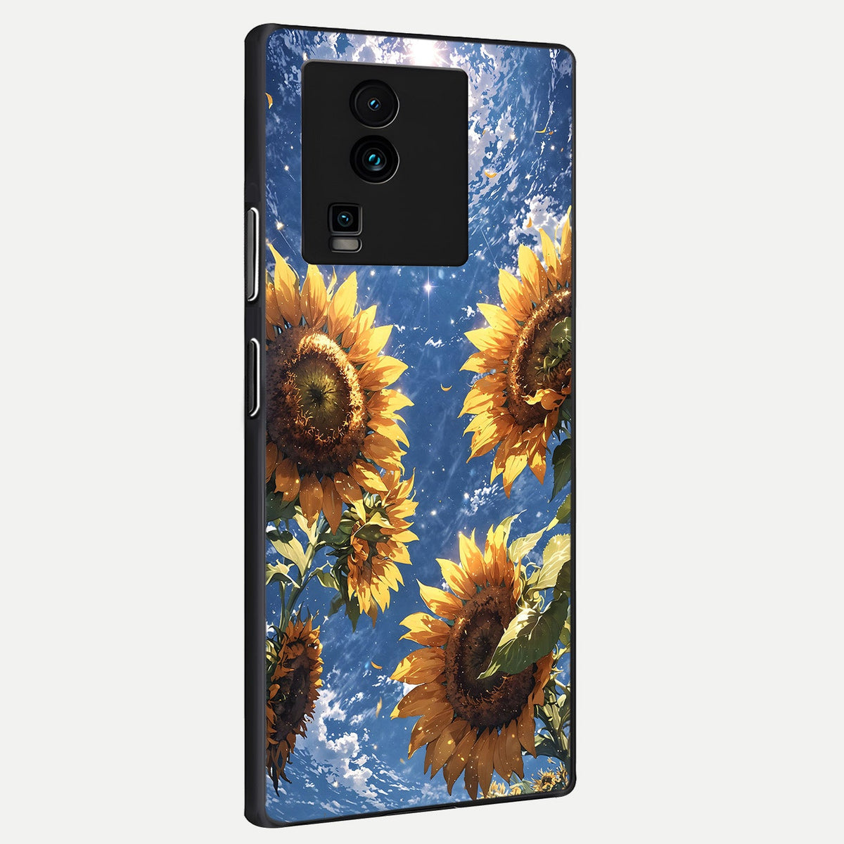 Heavenly Sunflower Rise back cover For iQOO Neo 7 Pro slim fit glass case with vibrant aesthetic design