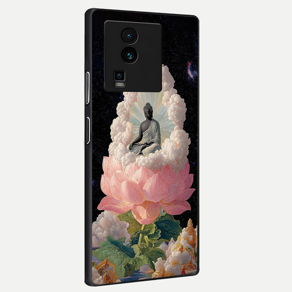 Lotus Divine Peace back cover For iQOO Neo 7 Pro slim fit glass case with vibrant aesthetic design