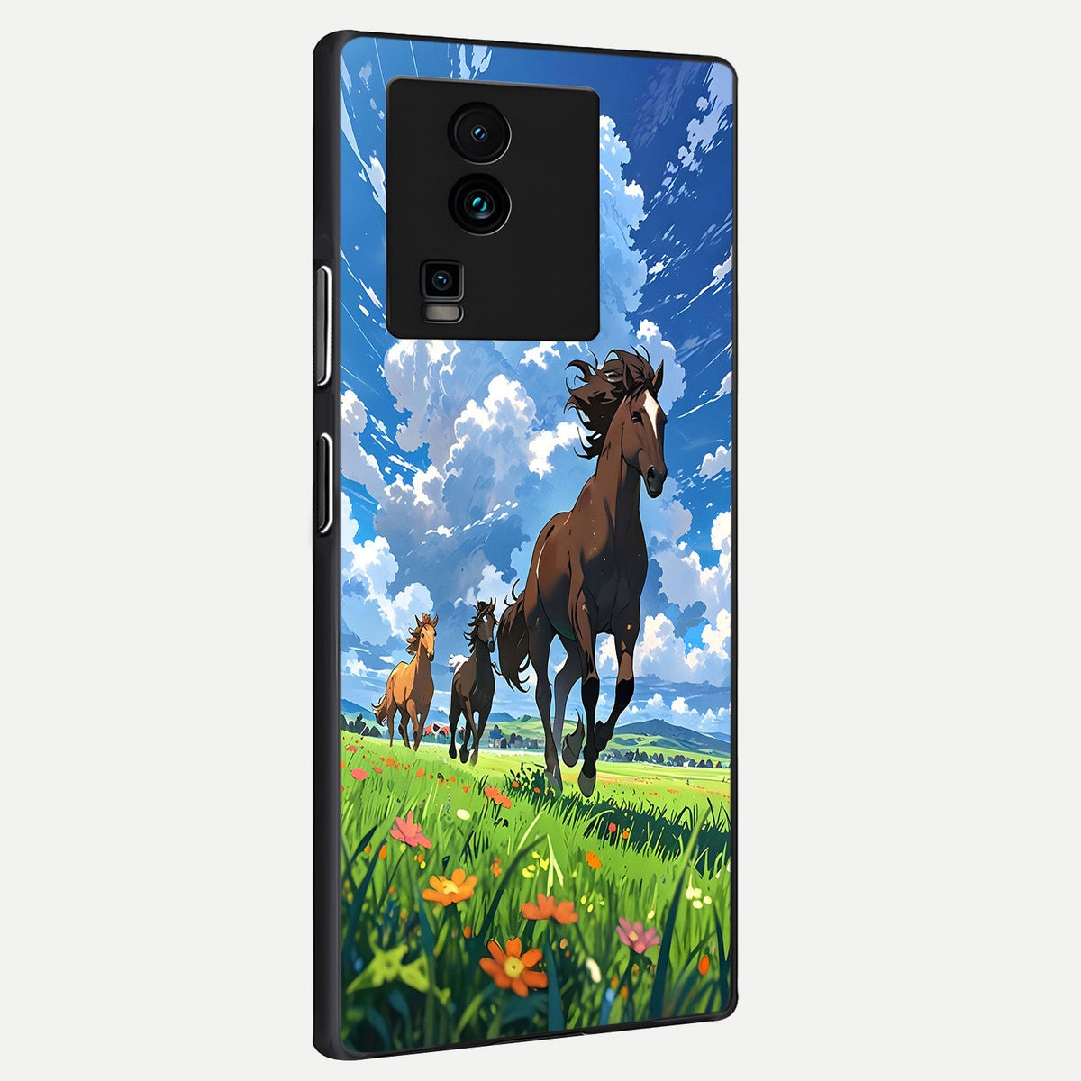 Majestic Horses Galloping back cover For iQOO Neo 7 Pro slim fit glass case with vibrant aesthetic design