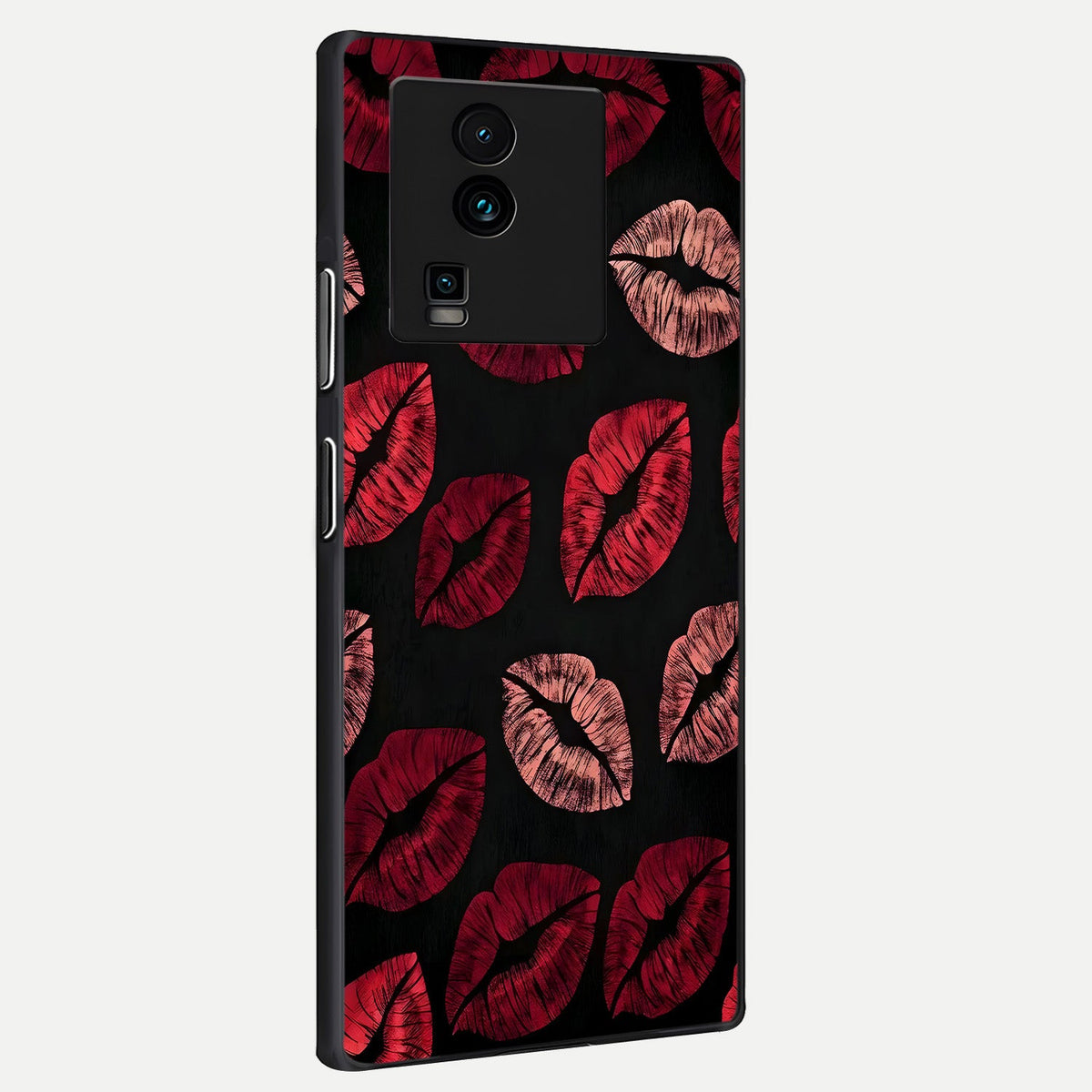 Midnight Kiss Love back cover For iQOO Neo 7 Pro slim fit glass case with vibrant aesthetic design