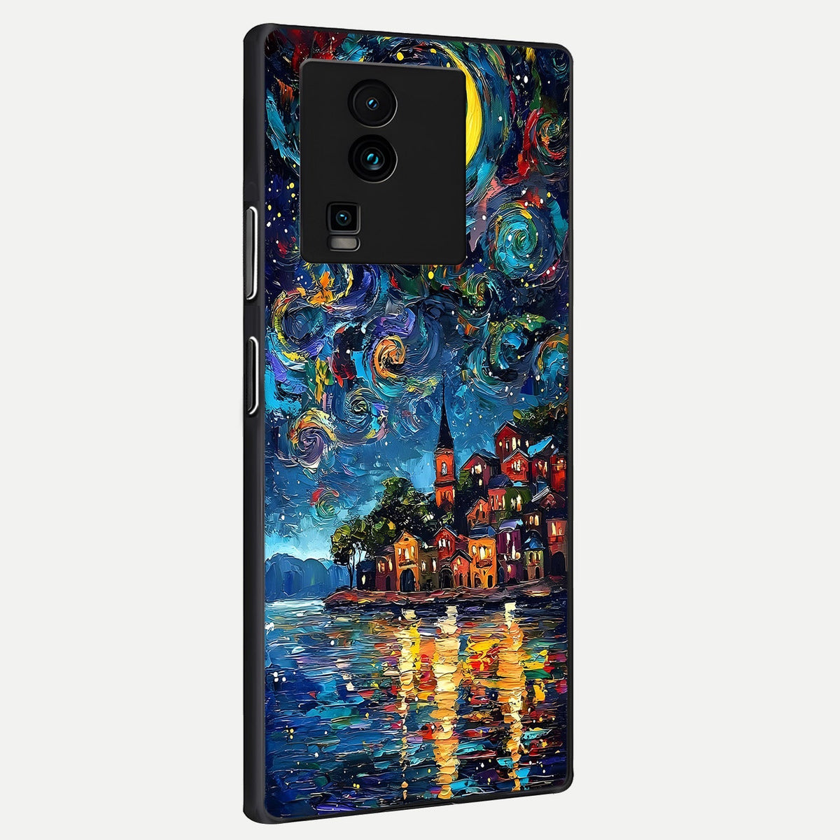 Moonlight Harbor Glow back cover For iQOO Neo 7 Pro slim fit glass case with vibrant aesthetic design