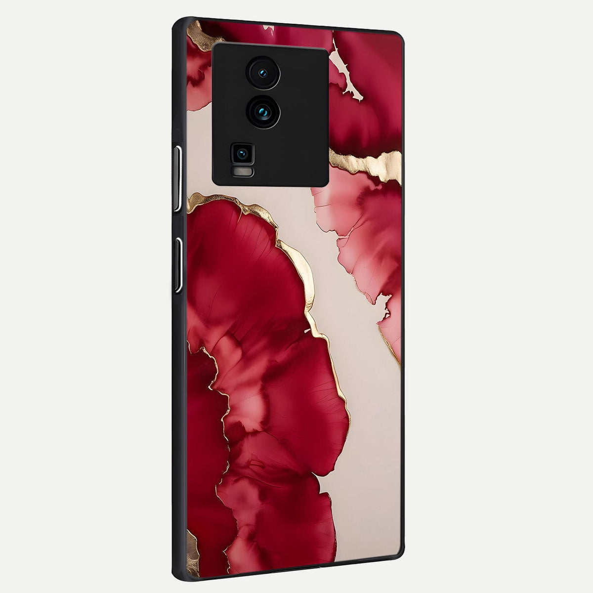 Pink And White Marble back cover For iQOO Neo 7 Pro slim fit glass case with vibrant aesthetic design