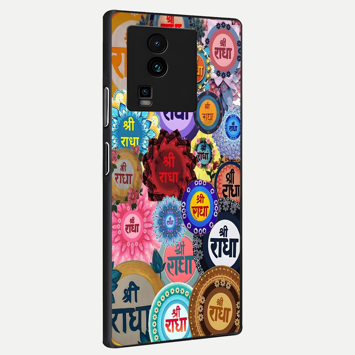 Radha Divine Bloom back cover For iQOO Neo 7 Pro slim fit glass case with vibrant aesthetic design