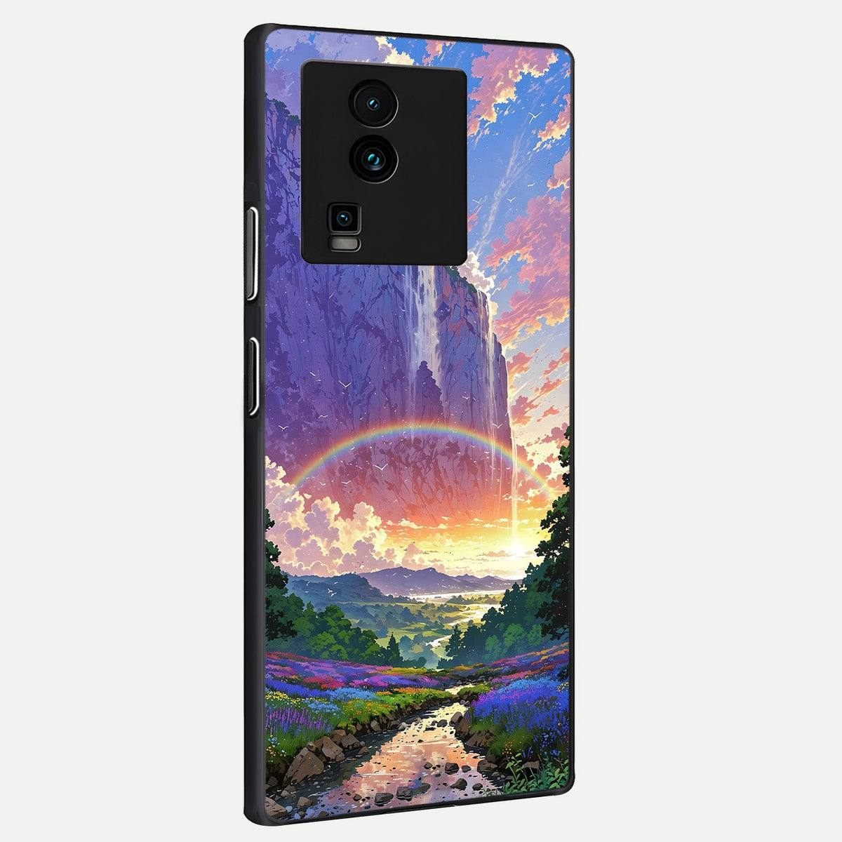 Rainbow Valley Dream back cover For iQOO Neo 7 Pro slim fit glass case with vibrant aesthetic design