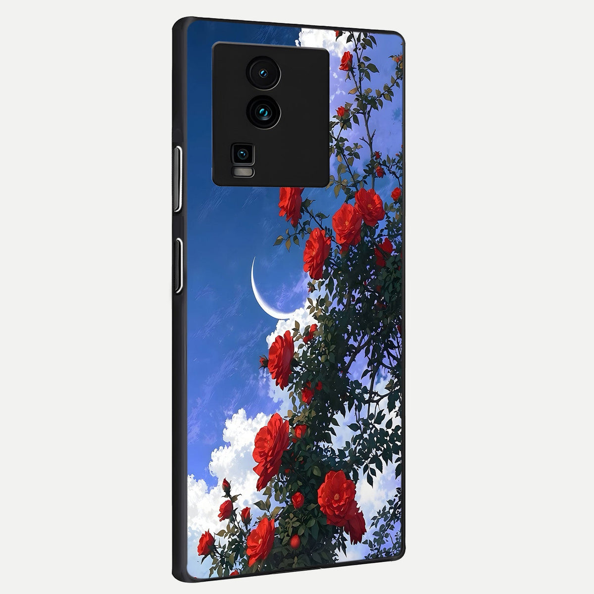 Rose Drift Flowers back cover For iQOO Neo 7 Pro slim fit glass case with vibrant aesthetic design