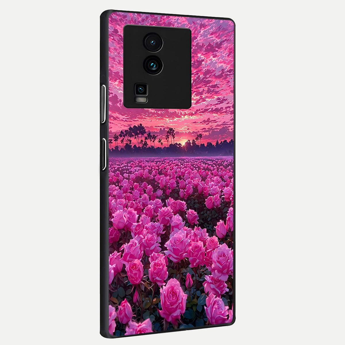 Rose Sunset Valley back cover For iQOO Neo 7 Pro slim fit glass case with vibrant aesthetic design