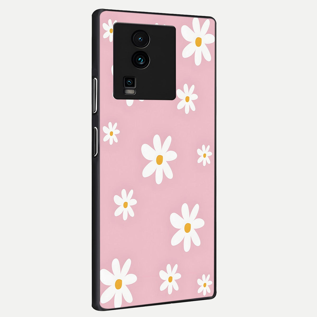 Soft Daisy Bliss back cover For iQOO Neo 7 Pro slim fit glass case with vibrant aesthetic design
