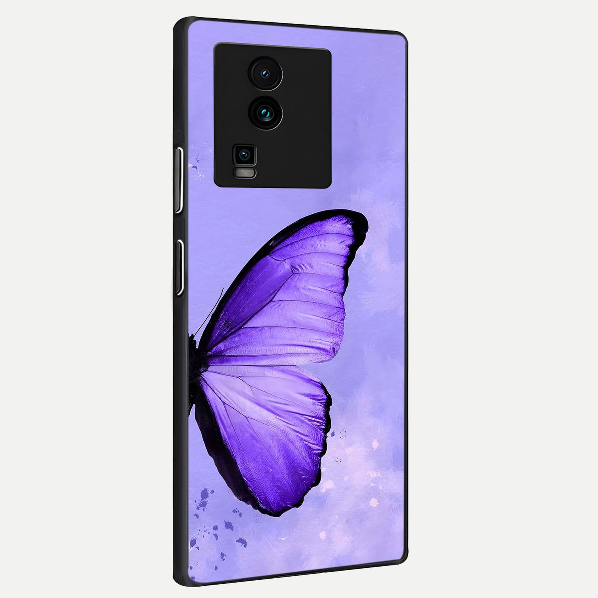 Violet Dream Wing back cover For iQOO Neo 7 Pro slim fit glass case with vibrant aesthetic design